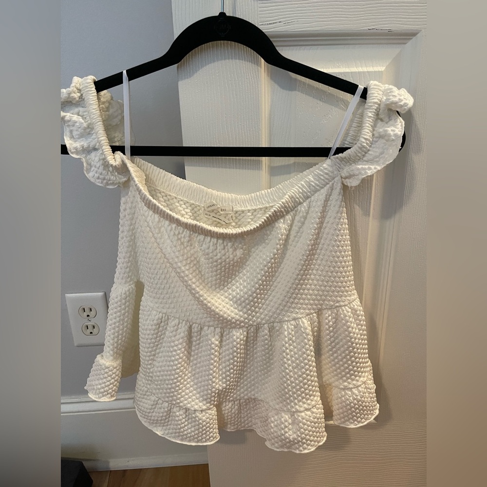 Urban Outfitters textured white off the shoulder blouse